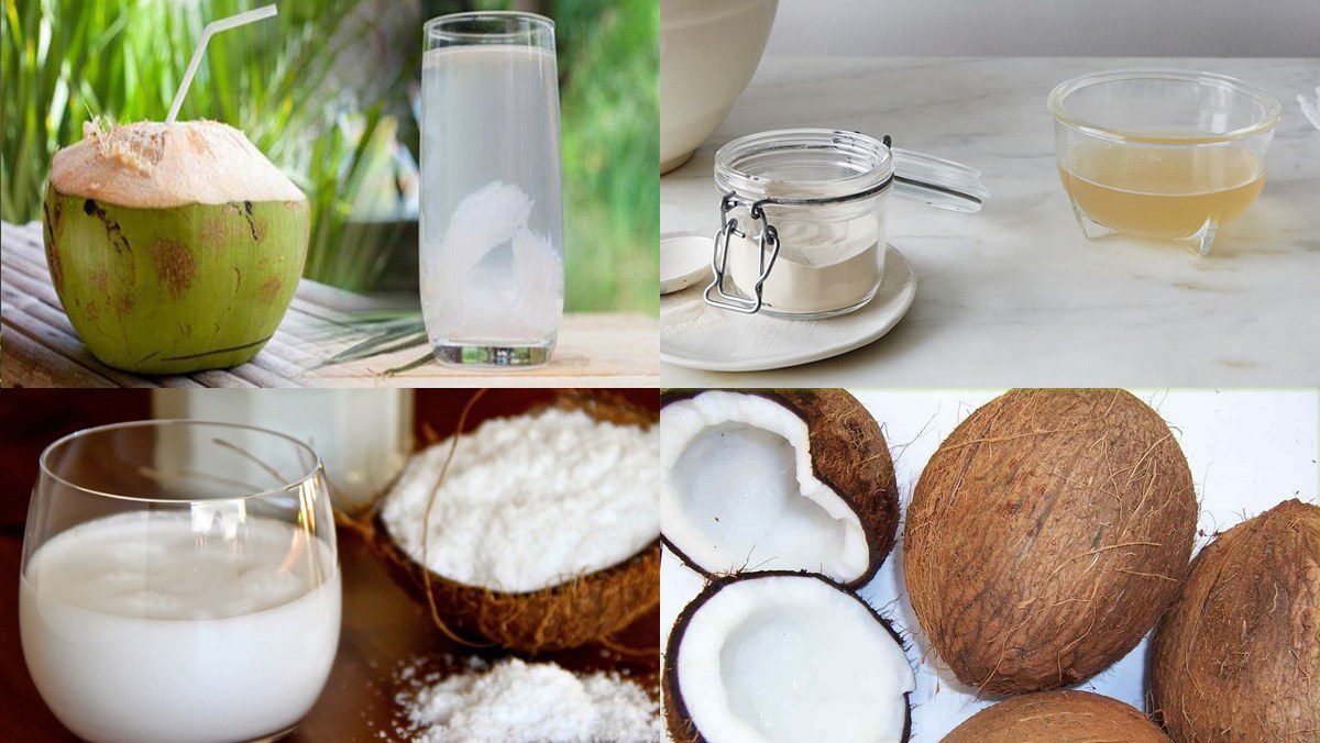 Ingredients for the dish of coconut jelly strands, coconut jelly strands with coconut milk, coconut jelly strands with coconut milk and pandan leaves