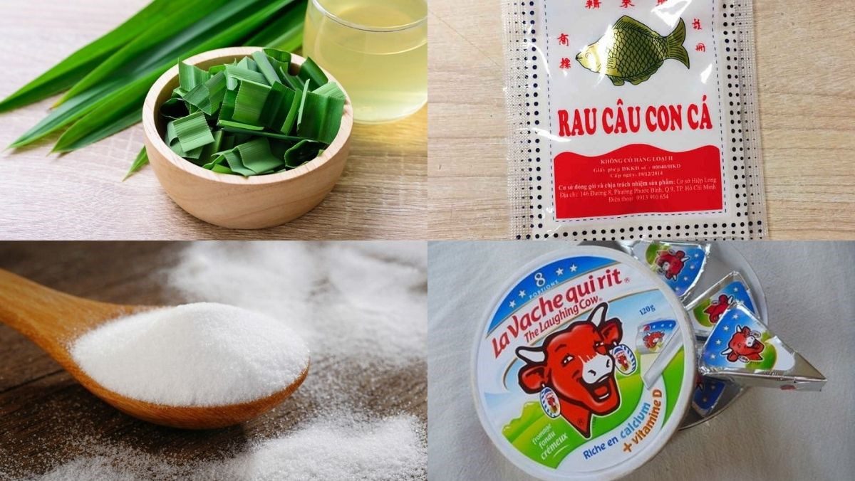 Ingredients for pandan leaf cheese jelly dish
