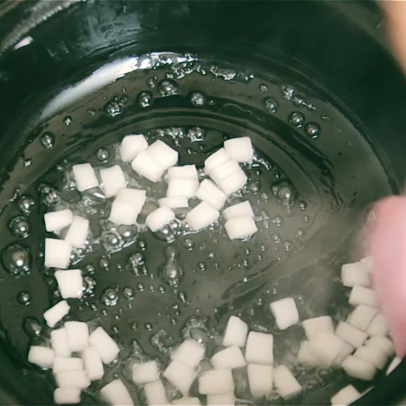 Step 4 Caramelized Coconut with Sugar Black Bean Jelly with Tapioca Pearls