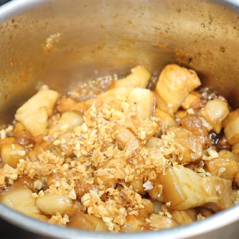 Step 3 Fry pork belly Pork belly fried in fish sauce
