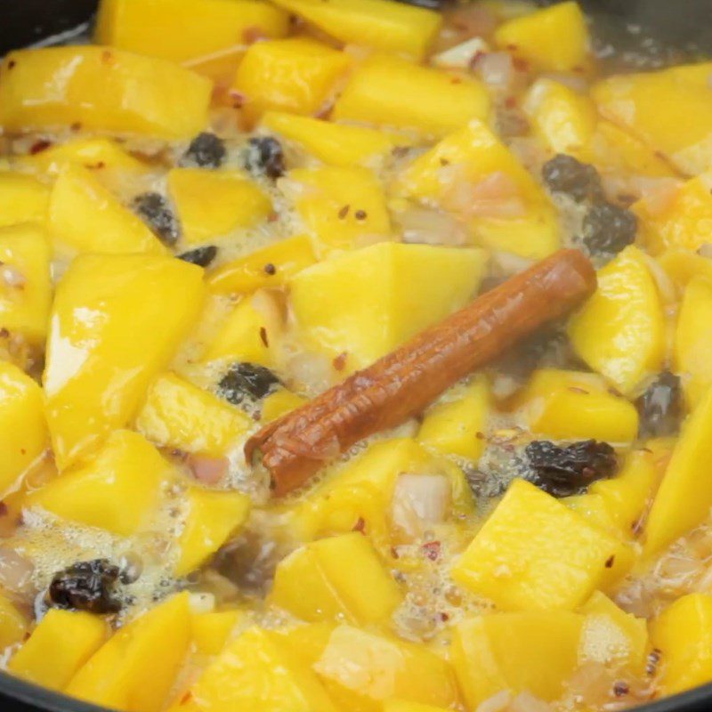 Step 2 Sauté mango and spices Mango chutney - mango chutney
