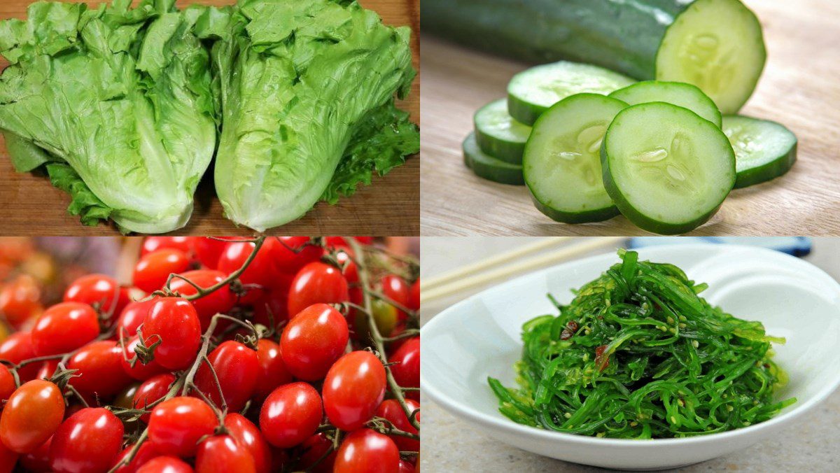 Ingredients for cucumber tomato salad and cucumber potato salad