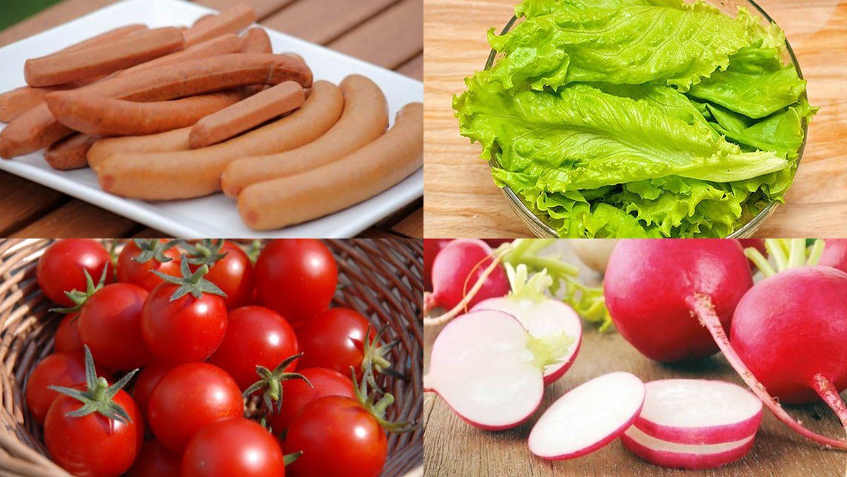 Ingredients for sausage salad