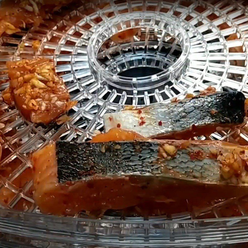 Step 3 Dry the fish Dried salmon using a dehydrator