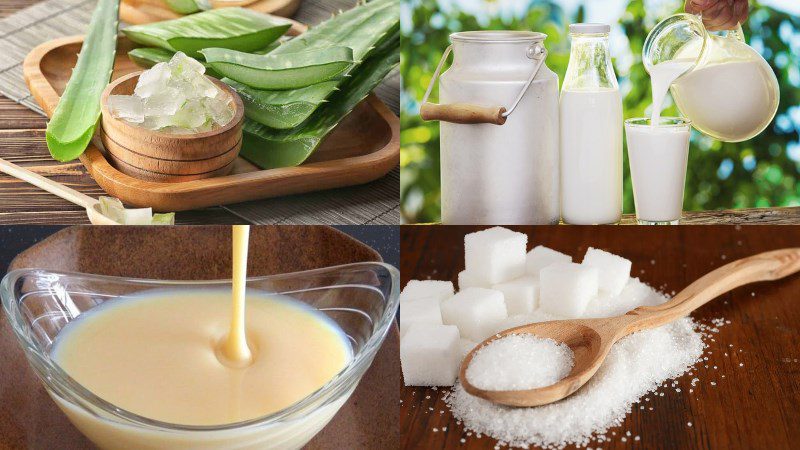 Ingredients for aloe vera smoothie