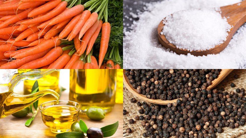 Ingredients for 4 vegetable snack dishes