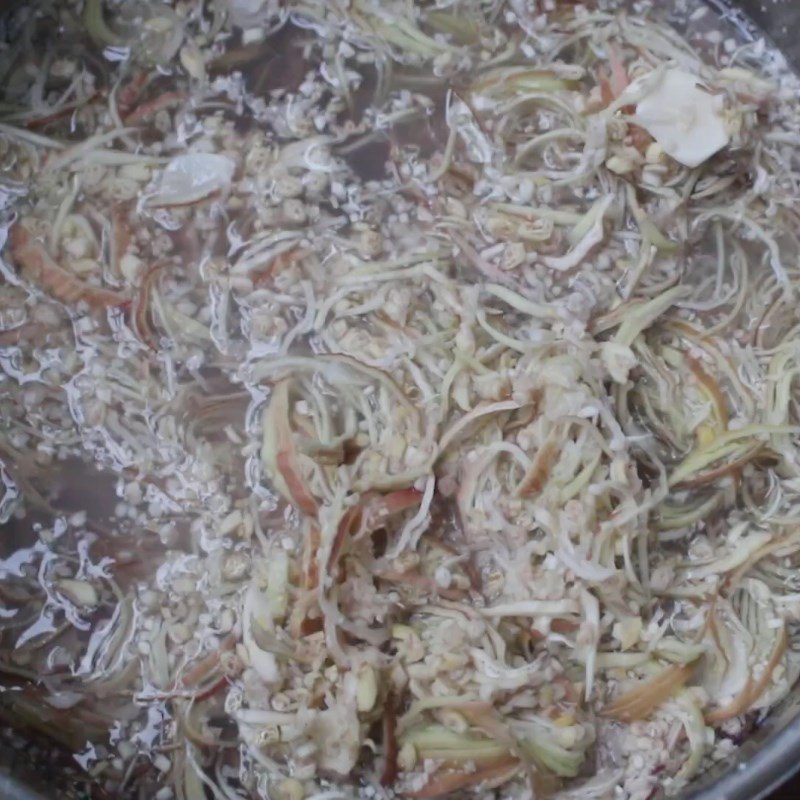 Step 1 Prepare the banana flower for Dried Squid Salad