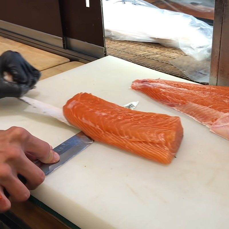 Step 1 Prepare salmon Salmon Sashimi