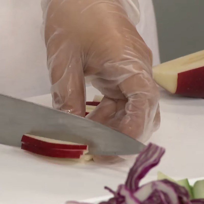 Step 3 Prepare the vegetables for apple salad with shrimp