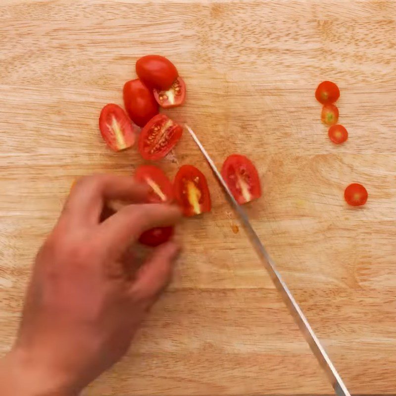 Step 1 Prepare the vegetables for Black Bread Salad with Shrimp and Tomatoes