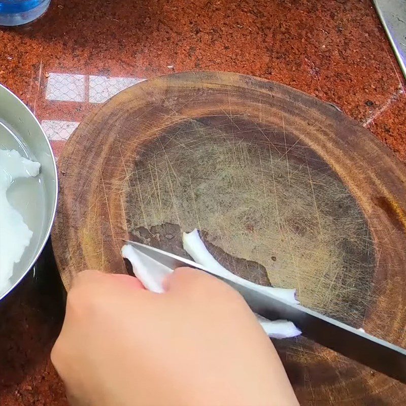 Step 1 Prepare the Coconut Flesh for Coconut Jelly Strands with Coconut Milk