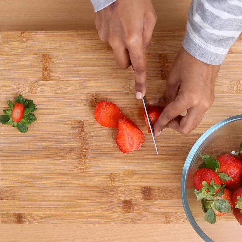 Step 1 Prepare the strawberries Strawberry Ice Cream Bars