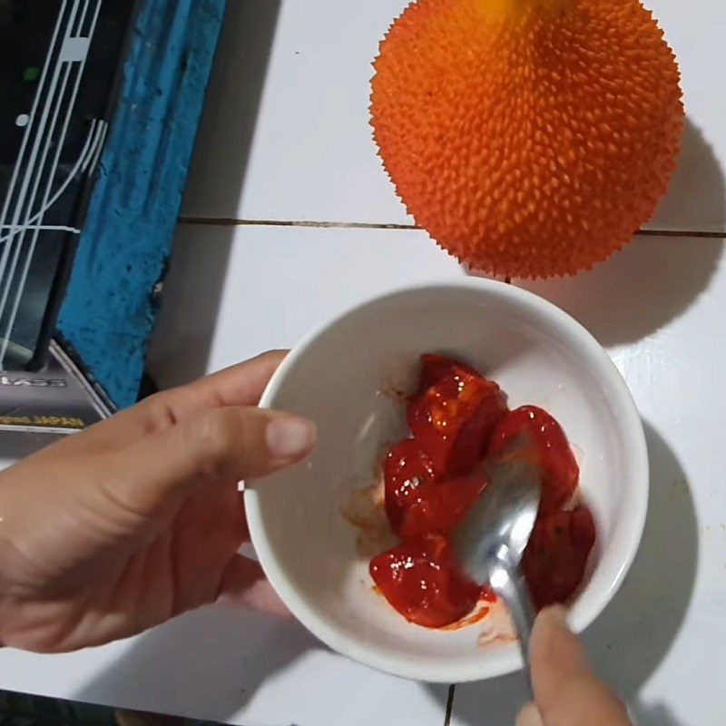 Step 1 Prepare gac Gac porridge for babies