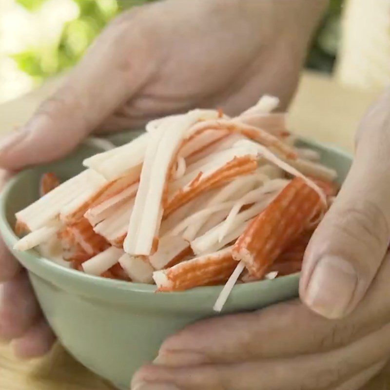 Step 1 Preparing the ingredients for Fried Crab Stick