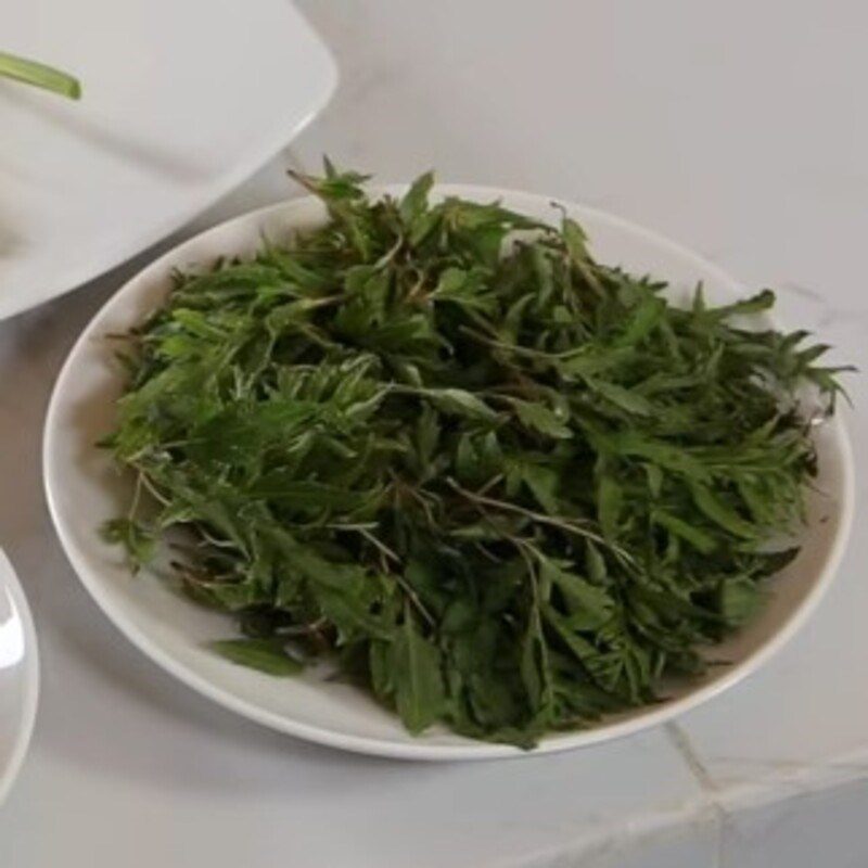 Step 1 Prepare ingredients for shrimp gotu kola soup