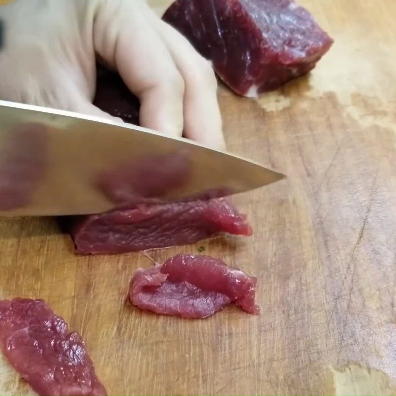 Step 1 Prepare and marinate the beef for Noodle Salad with Soy Sauce