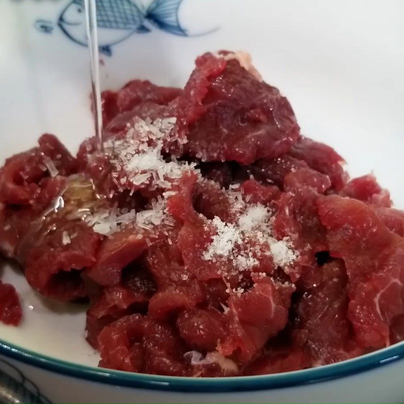 Step 1 Prepare and marinate the beef for Noodle Salad with Soy Sauce