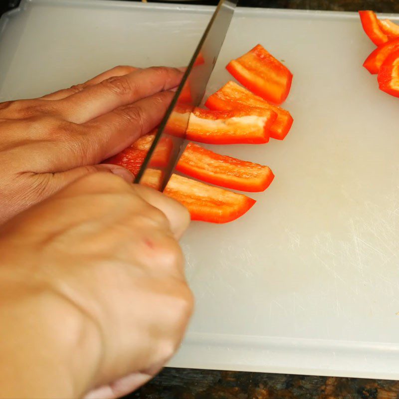 Step 1 Prepare the vegetables for Eggplant and Bell Pepper Salad