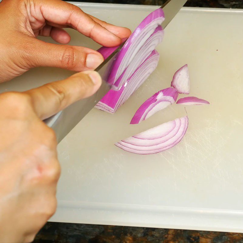 Step 1 Prepare the vegetables for Eggplant and Bell Pepper Salad