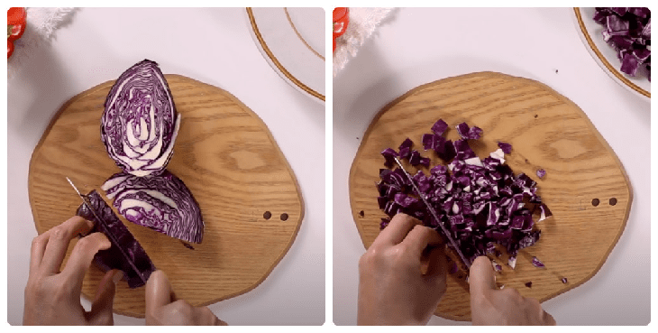 Step 2 Prepare the vegetables for Rainbow Salad