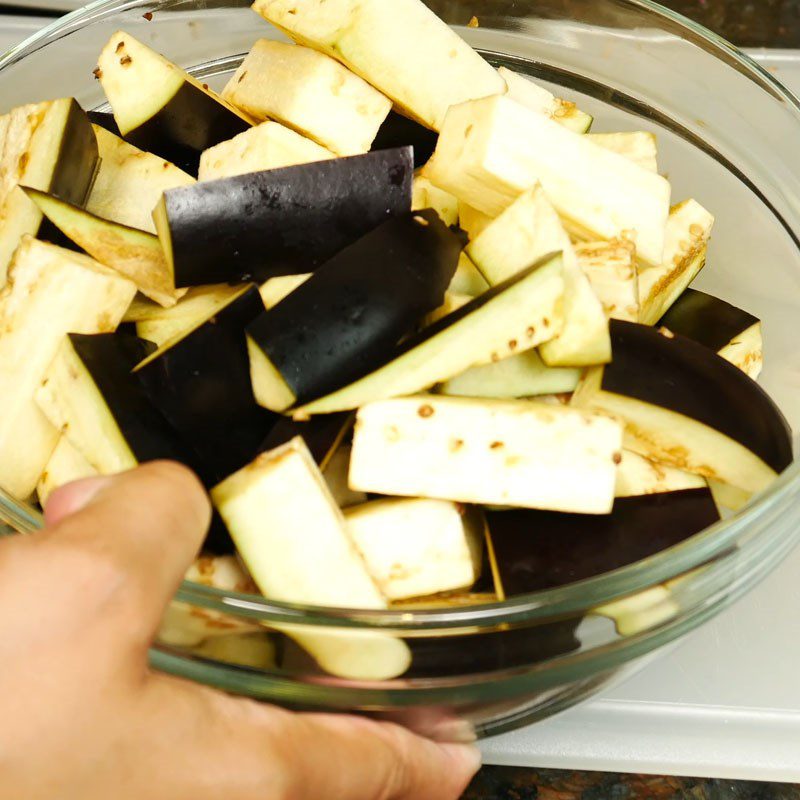 Step 1 Prepare the vegetables for Eggplant and Bell Pepper Salad