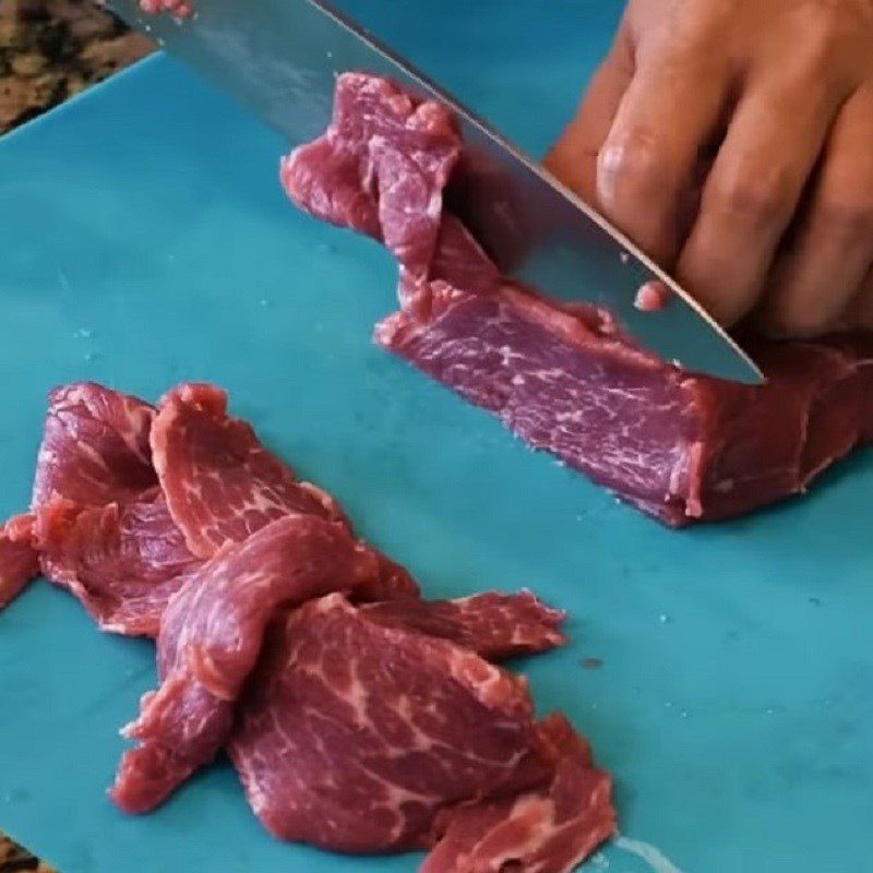 Step 1 Prepare beef, shrimp, squid for Seafood Curry Hotpot