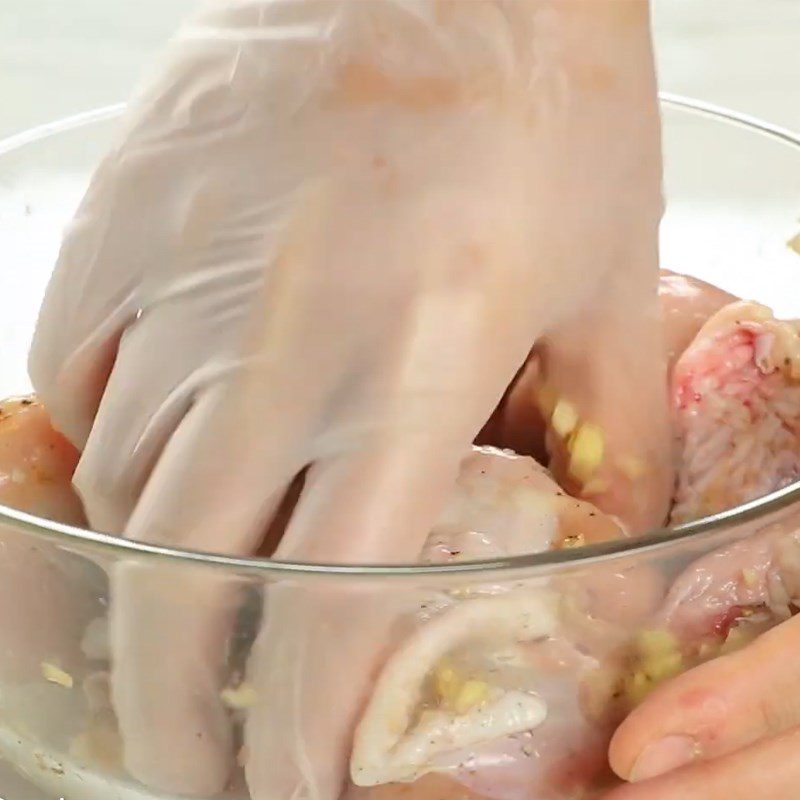 Step 1 Prepare chicken, shrimp, and fish for dry hot pot