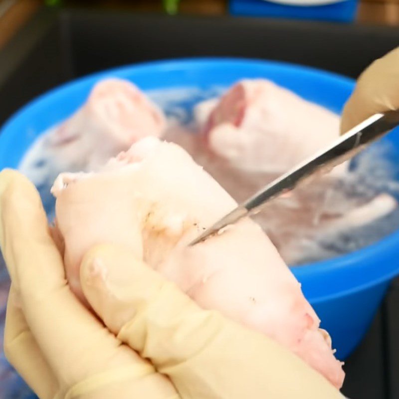Step 1 Prepare the pork for Crab noodle soup with canned crab