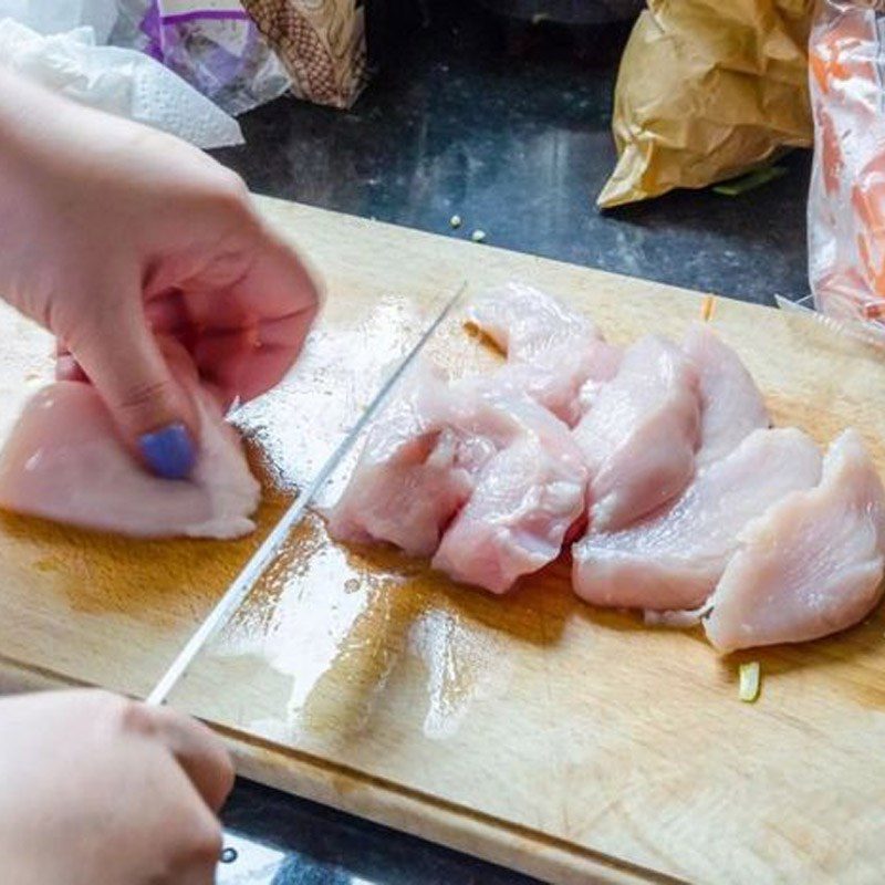 Step 1 Prepare and marinate chicken for Mixed Abalone Hotpot