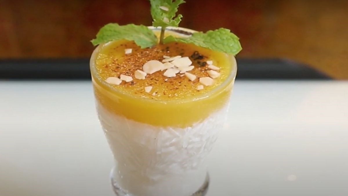 Layered pineapple sauce yogurt