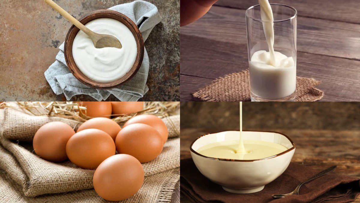 Ingredients for yogurt with chicken eggs using an air fryer