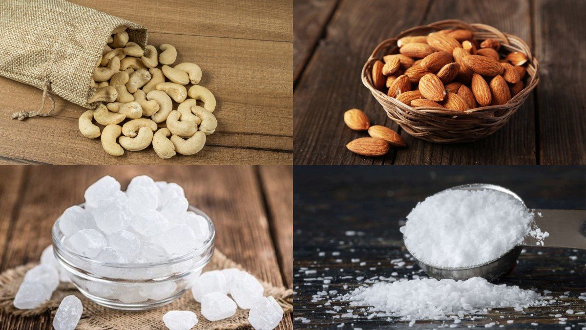 Ingredients for cashew milk dish