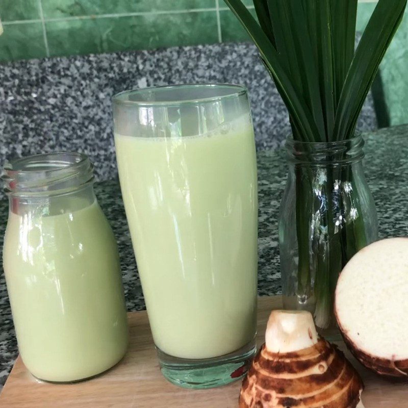 Step 5 Final product Taro milk with pandan leaves