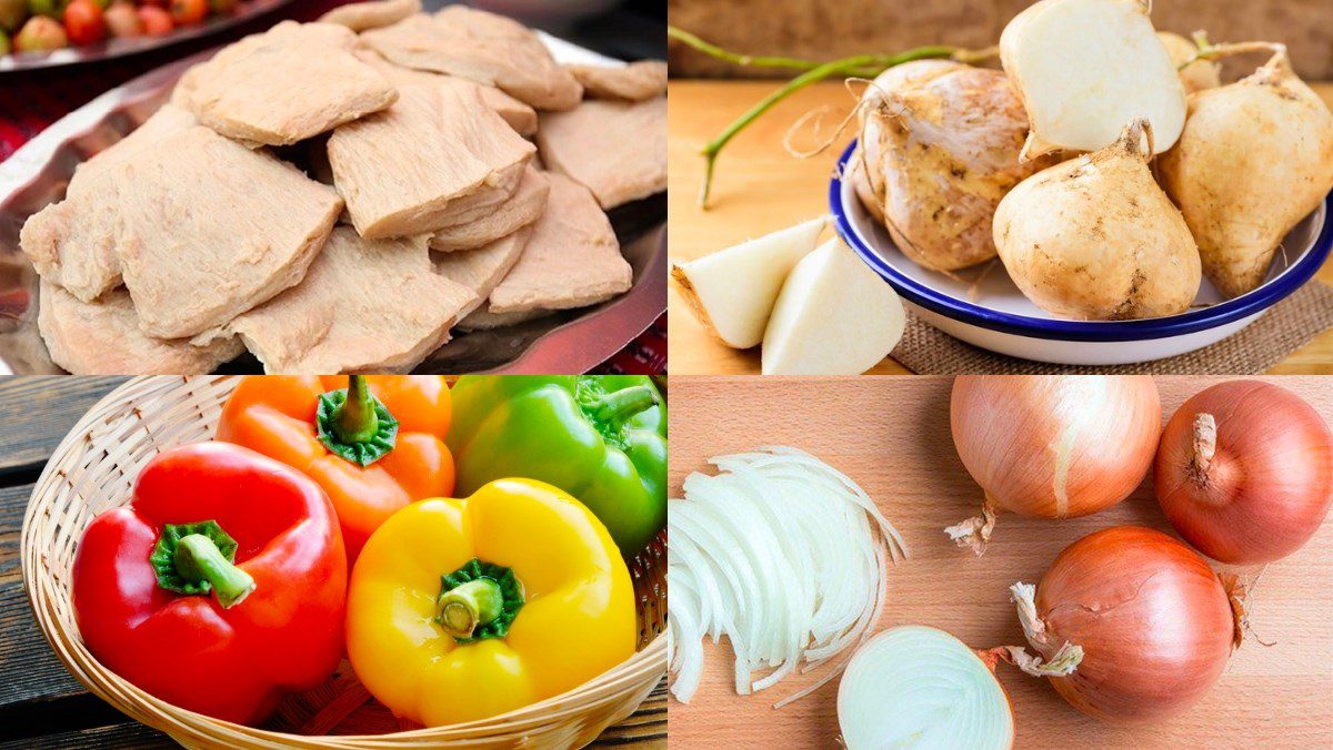 Ingredients for the vegetarian sweet and sour ribs dish
