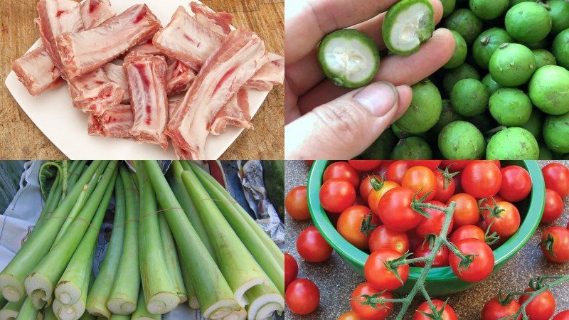 Ingredients for the dish 2 ways to make rib soup with sấu