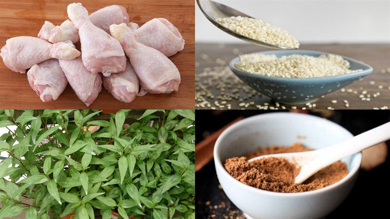 Ingredients for fried chicken with sesame