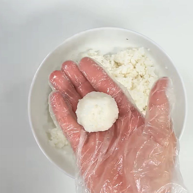Step 1 Shaping Fried Rice Wrapped in Cheese