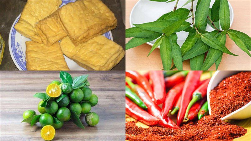 Ingredients for steamed tofu with Vietnamese mint