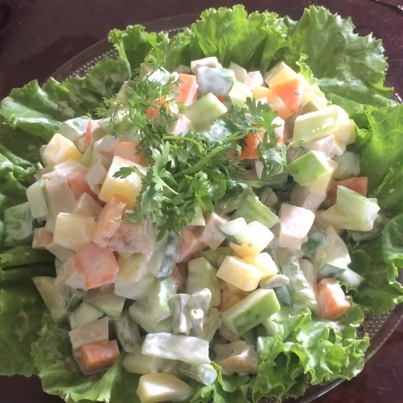 Step 4 Finished Product Cucumber lettuce potato salad