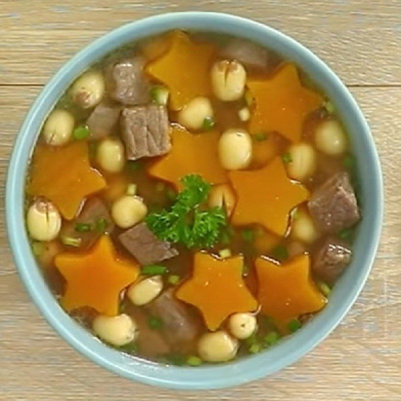 Step 5 Final product Beef and pumpkin soup