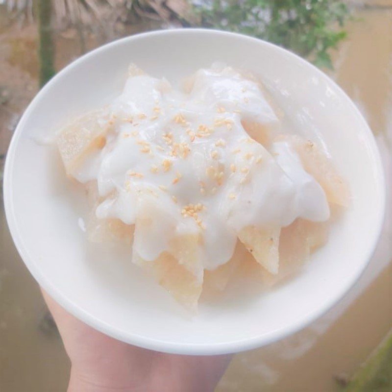 Step 5 Final product Steamed banana cake with canned coconut milk