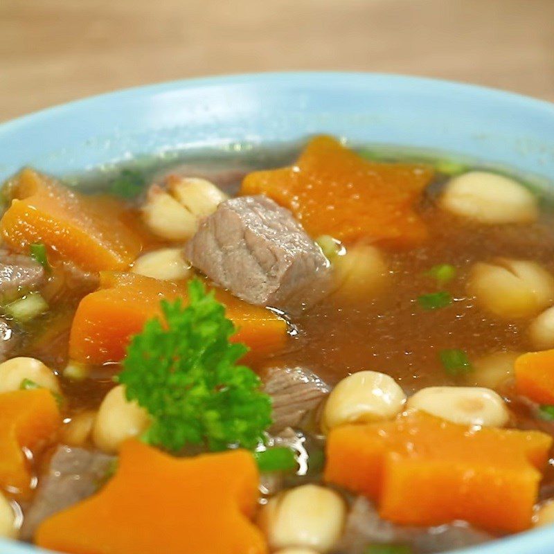 Step 5 Final product Beef and pumpkin soup