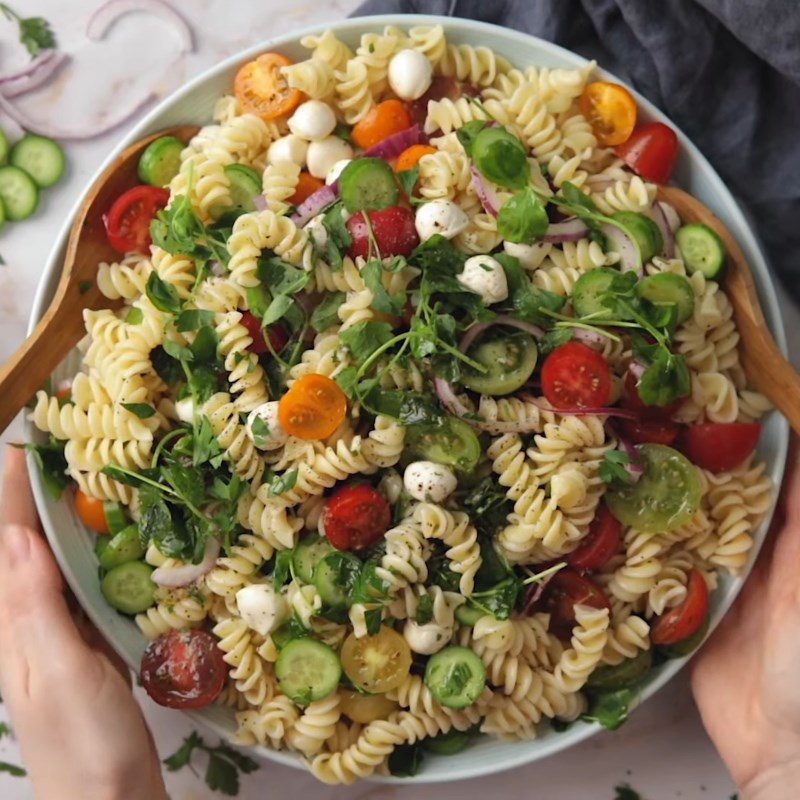 Step 4 Final Product Pasta cucumber and sprouts salad