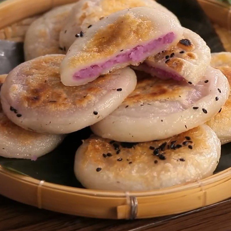 Step 6 Final product Fried glutinous rice cake with purple sweet potato filling