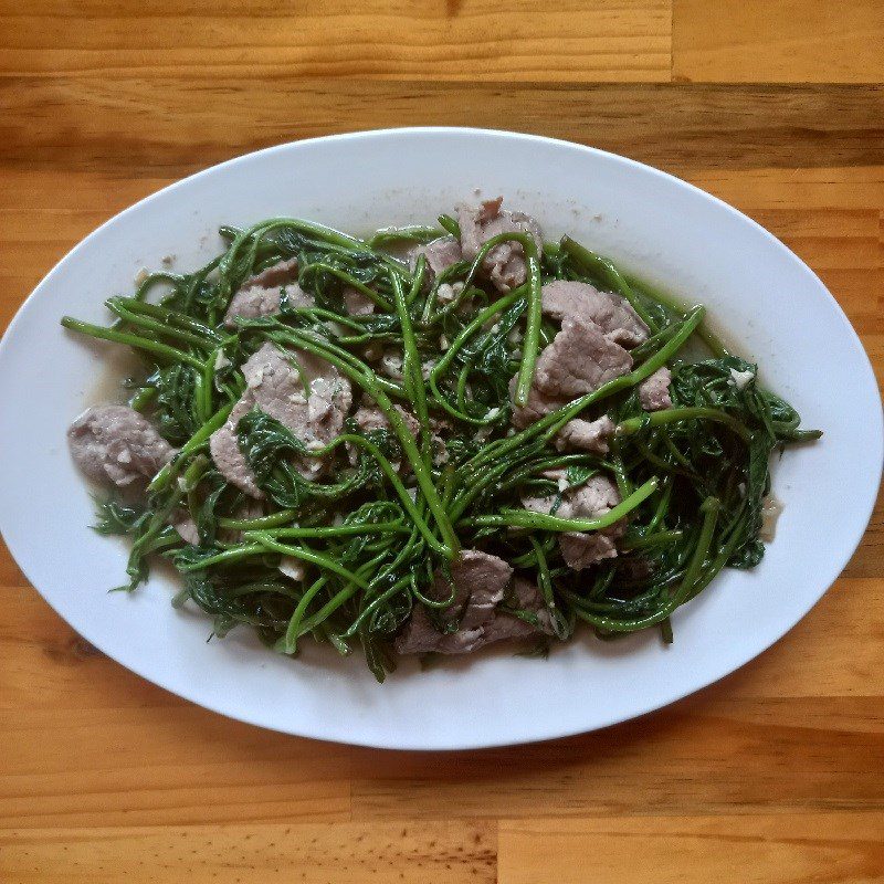 Step 4 Final Product Stir-fried water spinach with beef