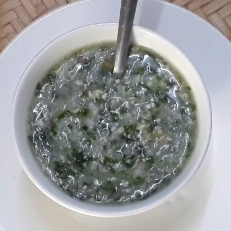 Step 4 Final Product Eel porridge with spinach