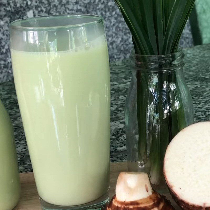 Step 5 Final product Taro milk with pandan leaves