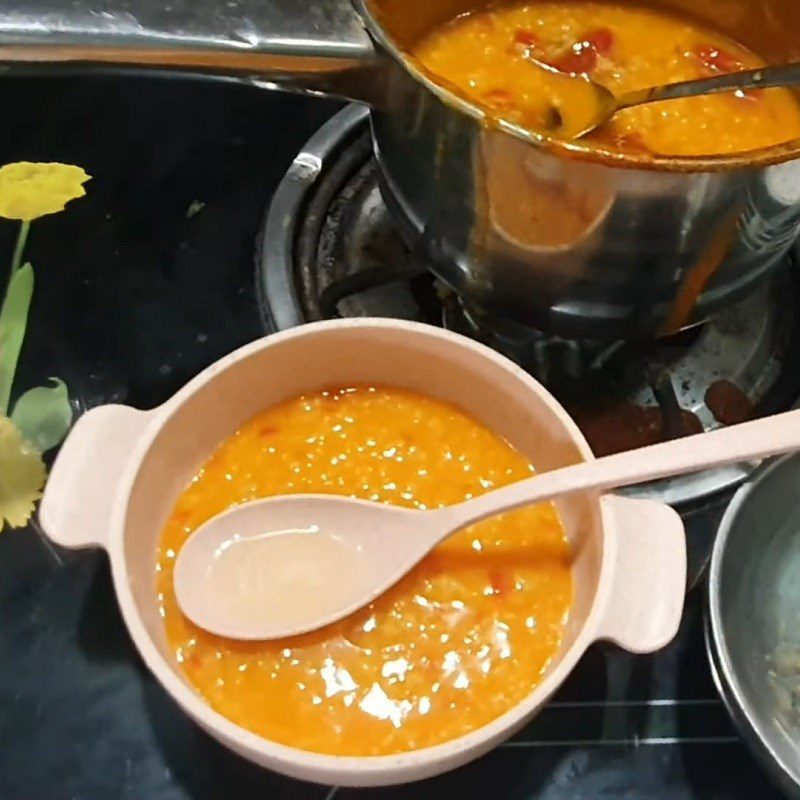 Step 4 Final Product of Gấc Porridge for Baby