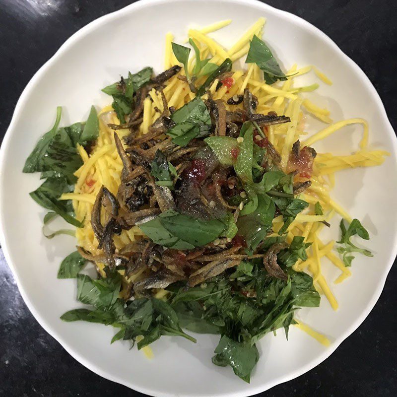 Step 4 Final product Mango salad with dried anchovies