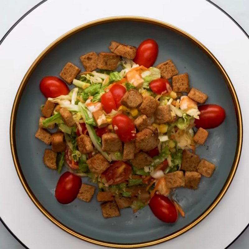 Step 5 Final Product Black bread shrimp tomato salad